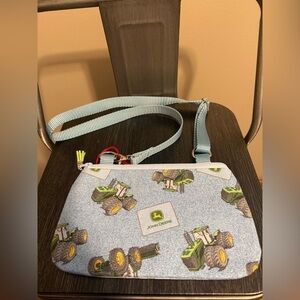 John Deere Tractor Print Crossbody Bag Blue Adjustable Strap
